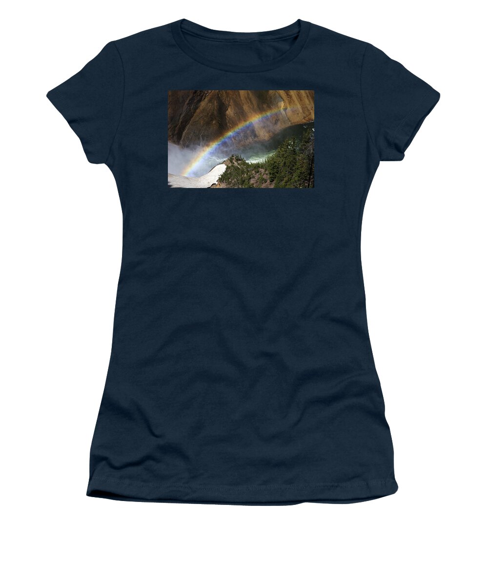 530451 Women's T-Shirt featuring the photograph Rainbow At Lower Falls In Grand Canyon by Duncan Usher