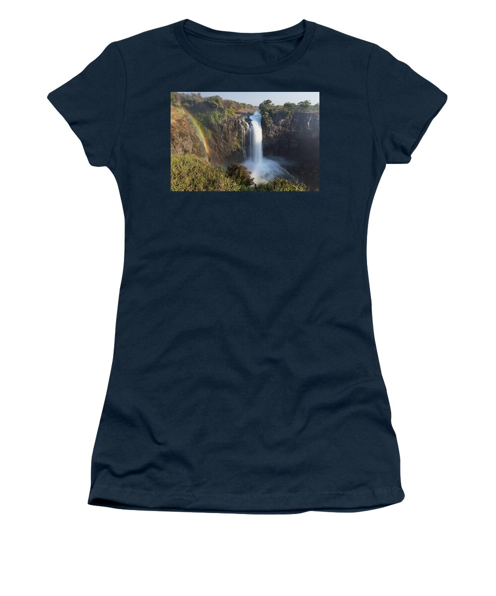 Vincent Grafhorst Women's T-Shirt featuring the photograph Rainbow In The Mist Of Victoria Falls by Vincent Grafhorst