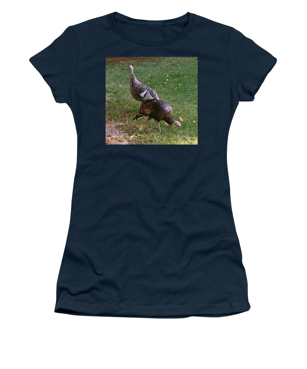  Women's T-Shirt featuring the photograph Real Wild Turkey Duo by Michele Myers