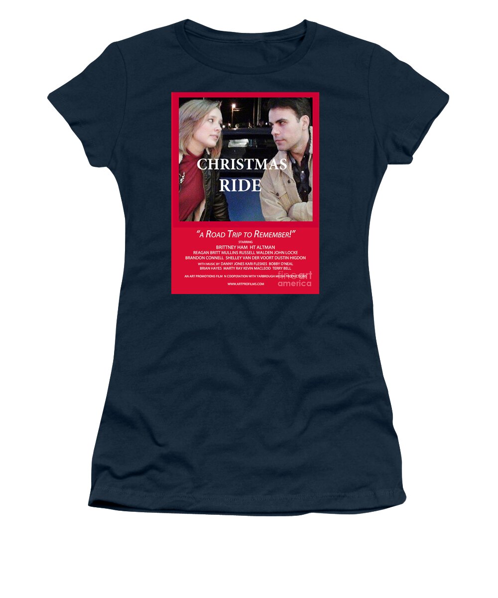 Movie Posters Women's T-Shirt featuring the digital art Red Christmas Ride Poster by Karen Francis
