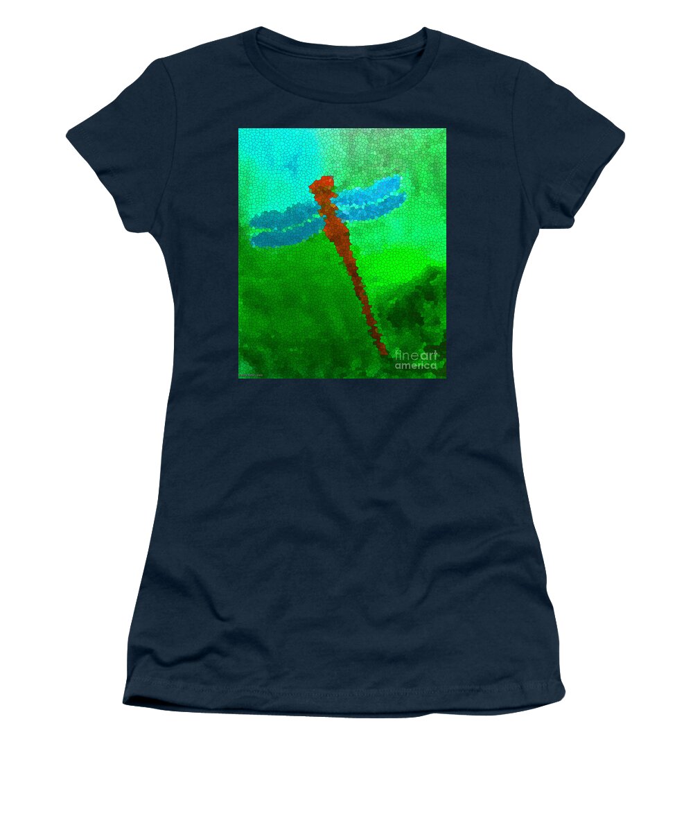 Painting Women's T-Shirt featuring the digital art Red Dragonfly by Anita Lewis
