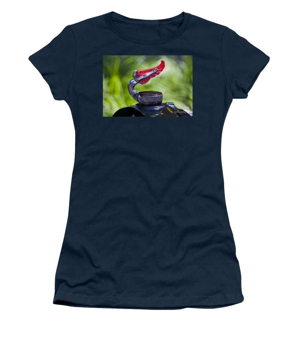 Red Women's T-Shirt featuring the photograph Red Wings Hood Ornament by Chris Dutton