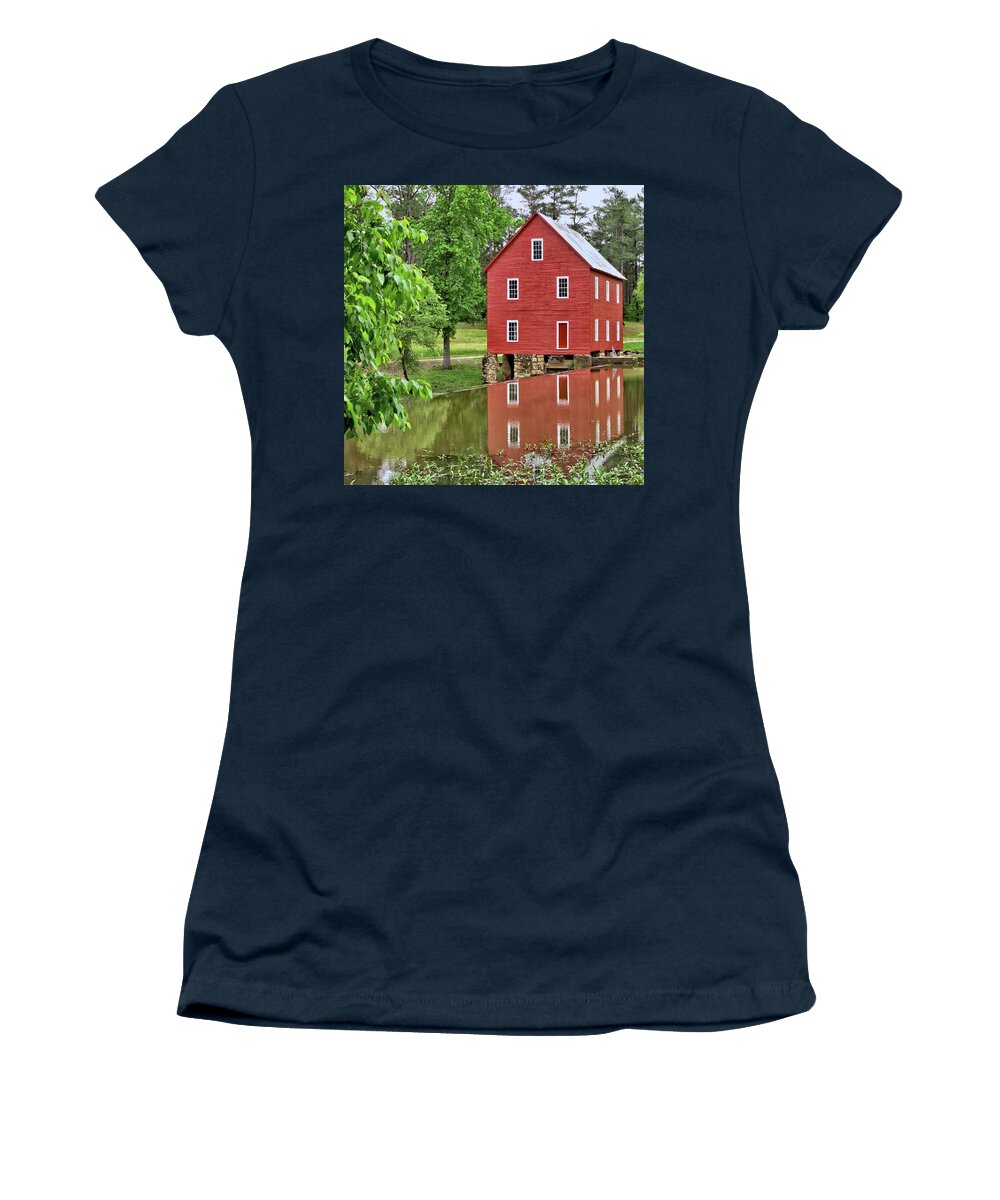 8619 Women's T-Shirt featuring the photograph Reflections of a Retired Grist Mill - Square by Gordon Elwell