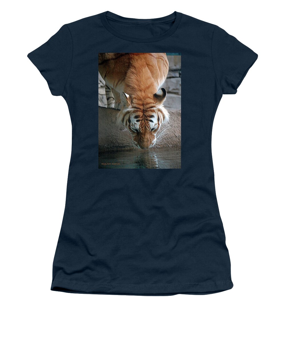 Tiger Women's T-Shirt featuring the digital art Reflections of the Wild by DigiArt Diaries by Vicky B Fuller