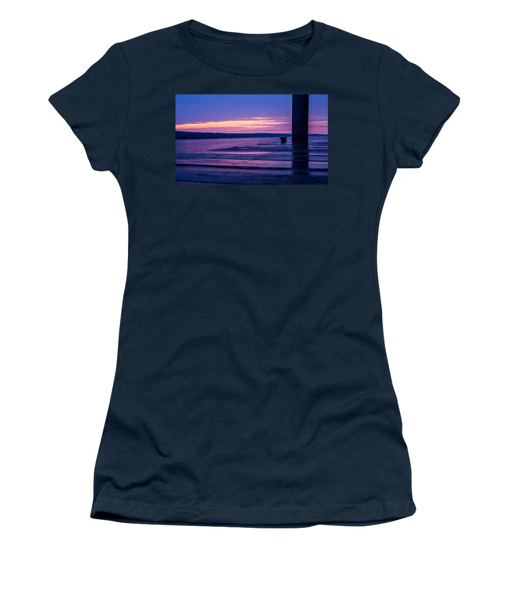 Seneca Women's T-Shirt featuring the photograph Reflections on a rain soaked dock - Seneca Lake - New York by Photographic Arts And Design Studio