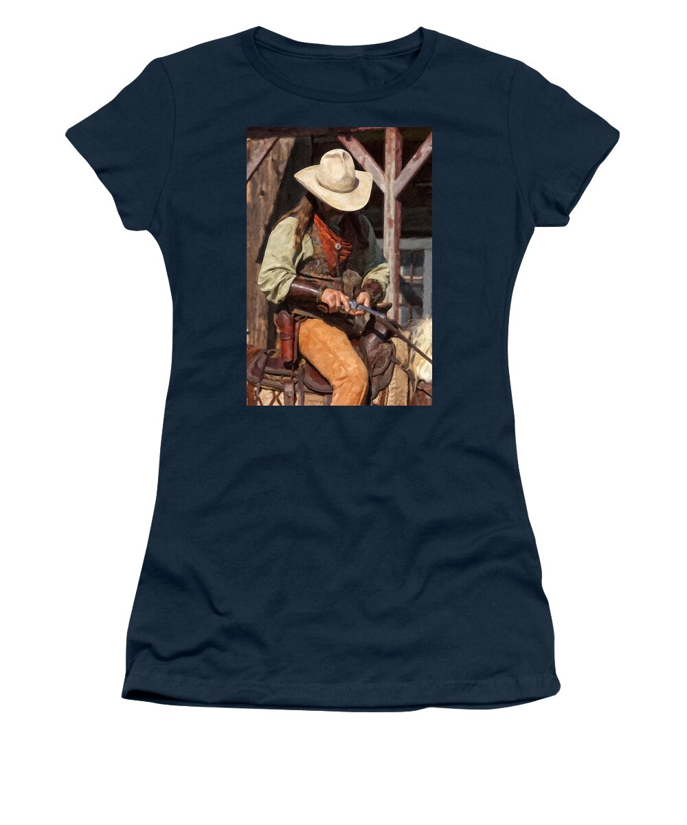 Cowboy Women's T-Shirt featuring the digital art Reload by Jack Milchanowski