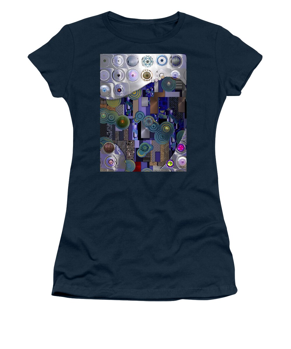 Blue Women's T-Shirt featuring the digital art Remodern Dream Abstractor by Ann Stretton