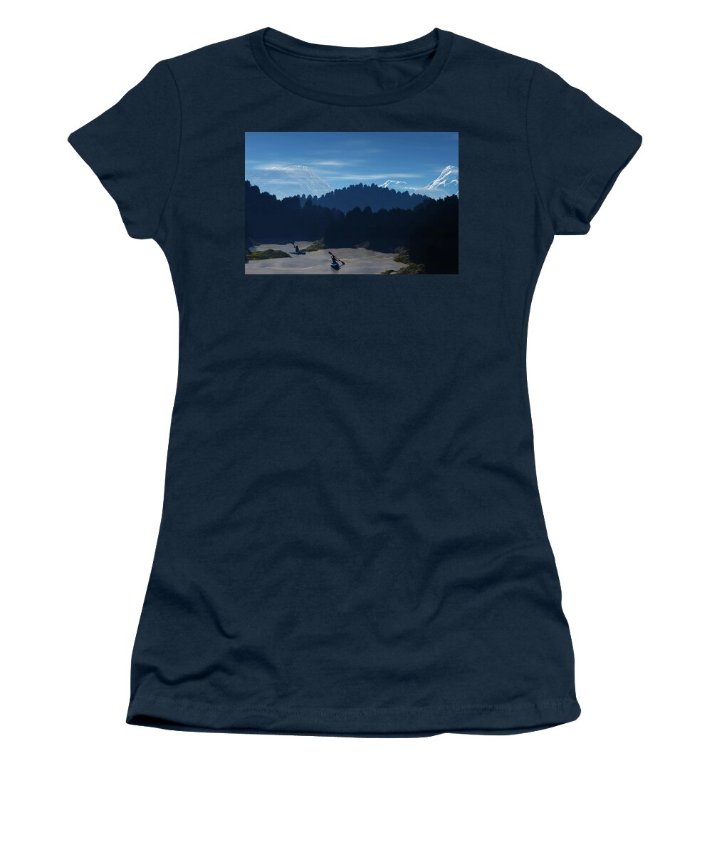 River Women's T-Shirt featuring the painting River Adventure by Michael Stowers