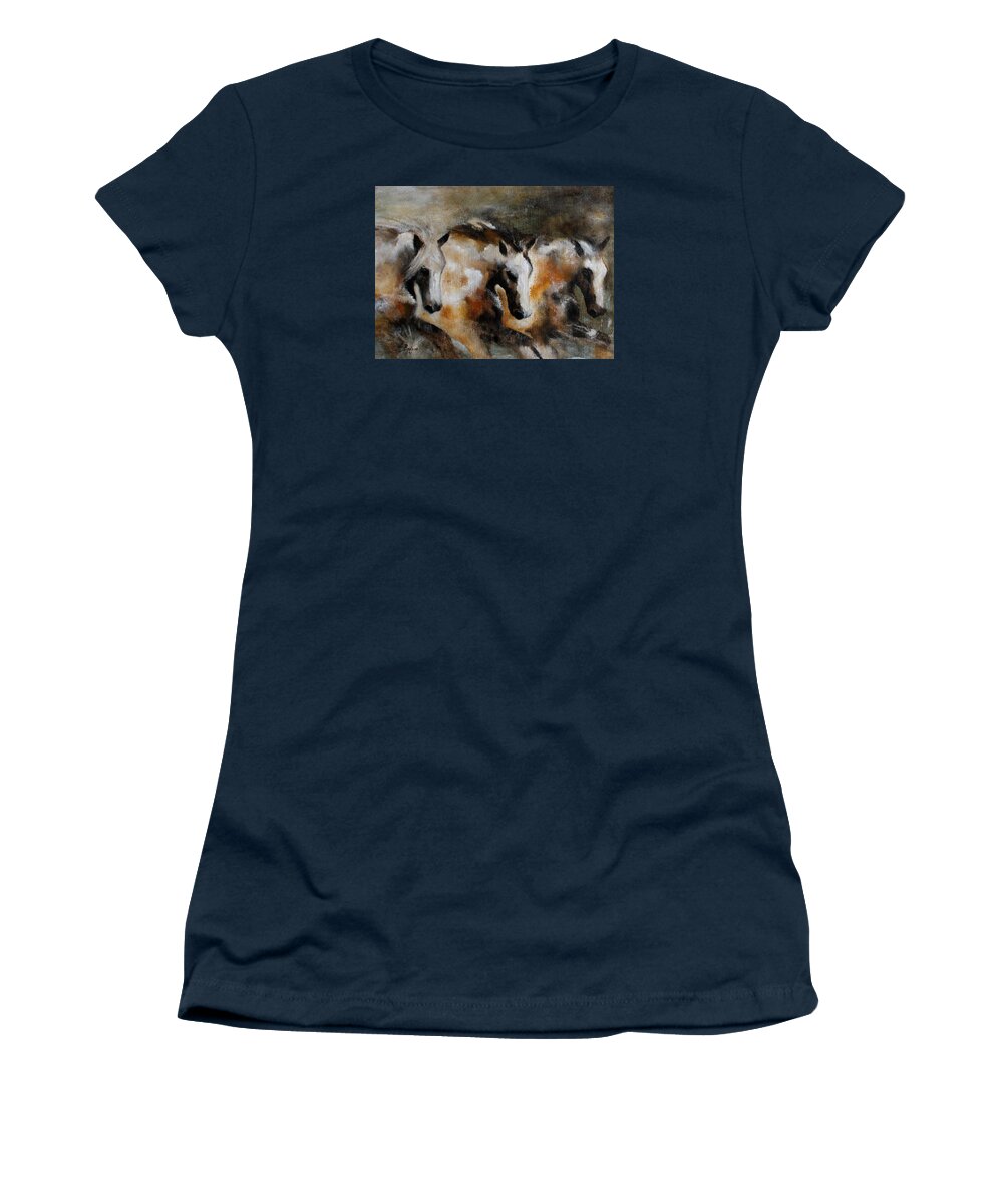 Thunder Women's T-Shirt featuring the painting Rolling Thunder by Barbie Batson