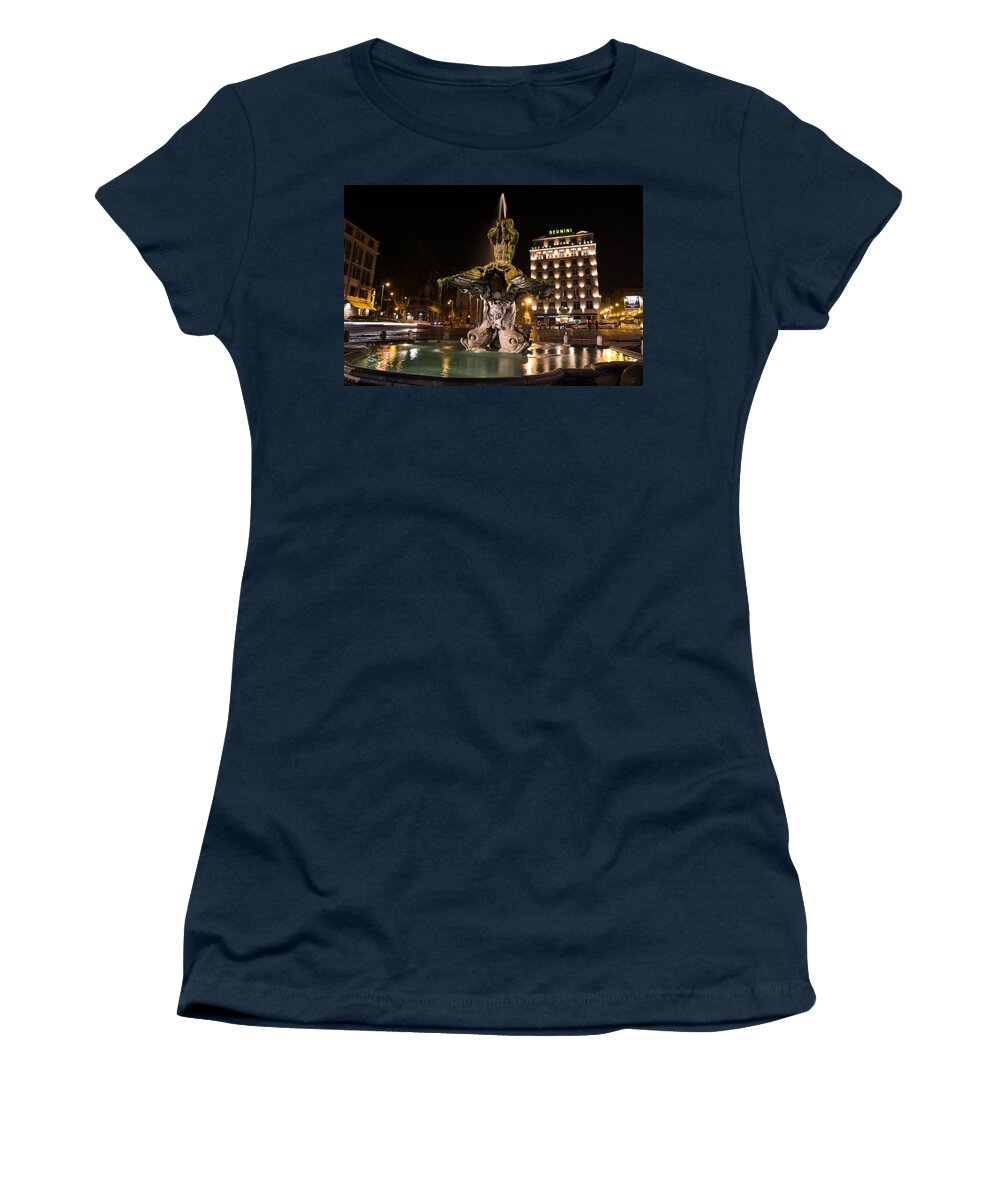 Rome Women's T-Shirt featuring the photograph Rome's Fabulous Fountains - Bernini's Fontana del Tritone by Georgia Mizuleva