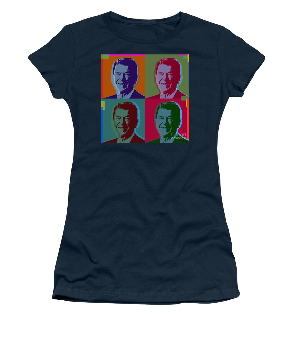 Ronald Reagan Women's T-Shirt featuring the digital art Ronald Reagan by Jean luc Comperat