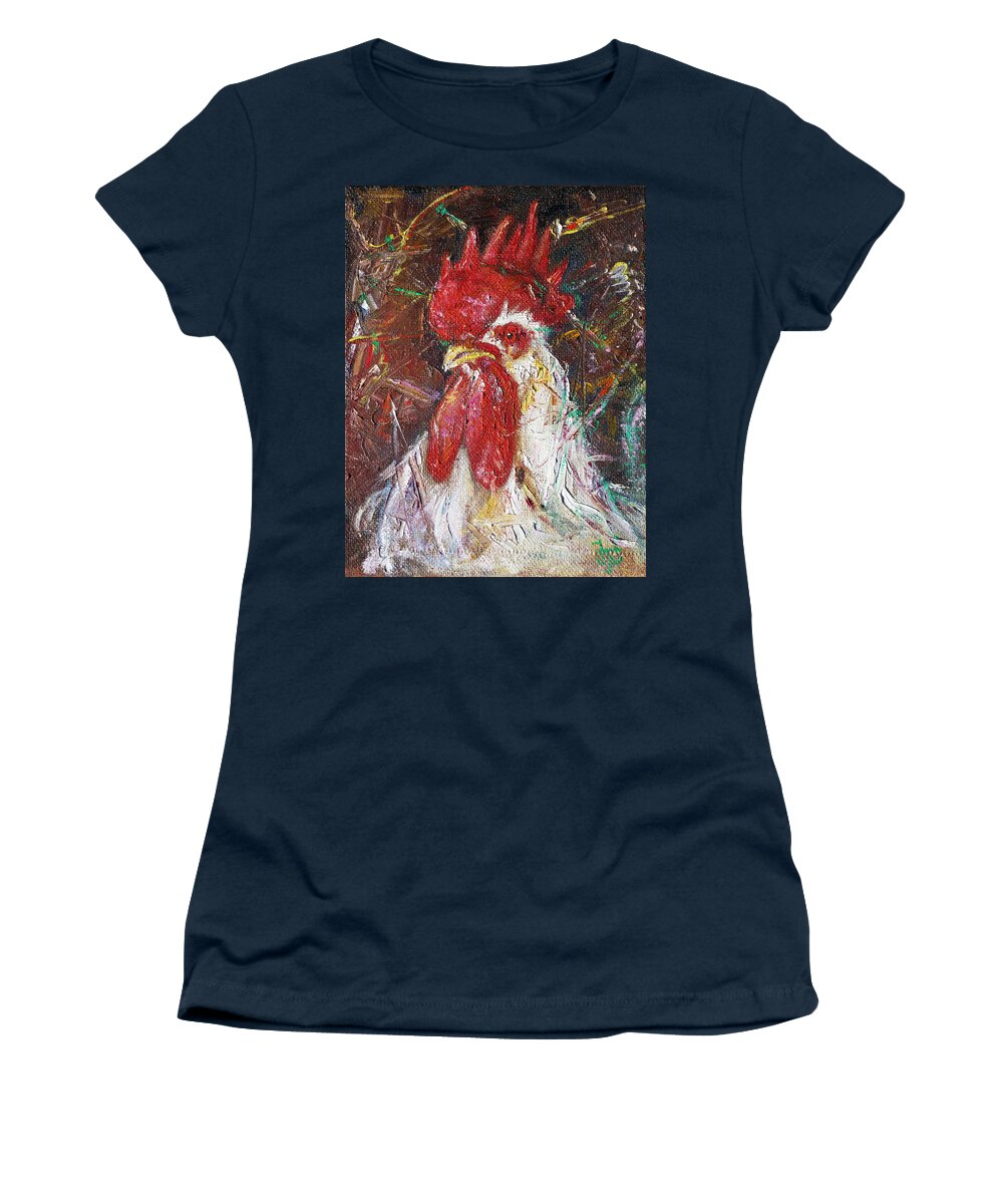 Farm Women's T-Shirt featuring the painting Rooster by Irek Szelag