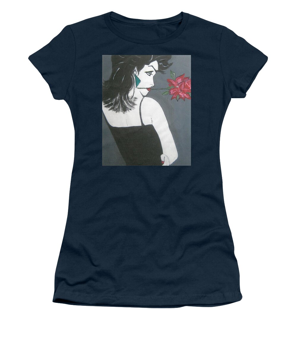 Art Deco Rose Lady Women's T-Shirt featuring the painting Rose Lady by Nora Shepley