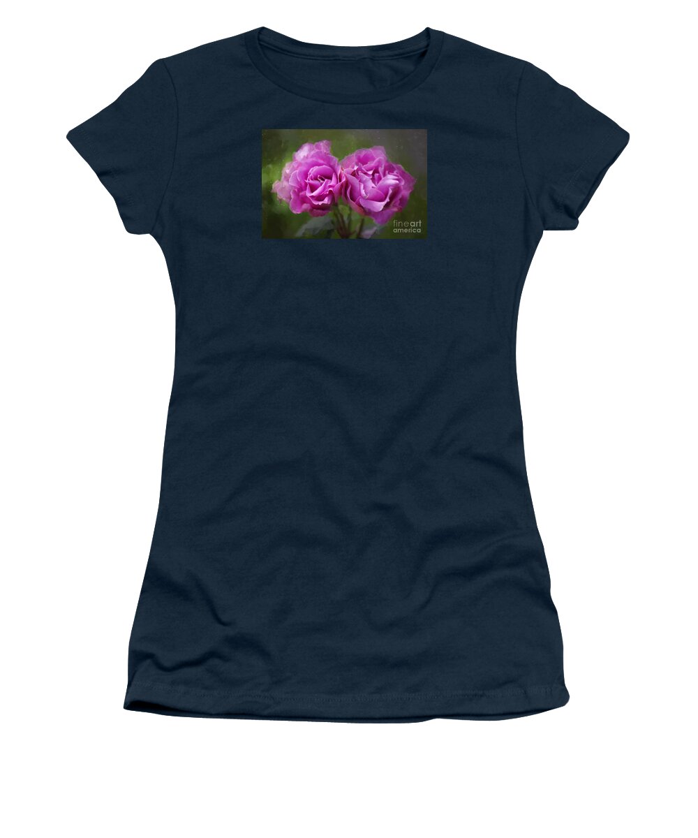 Adria Trail Women's T-Shirt featuring the photograph Rosey Twins by Adria Trail