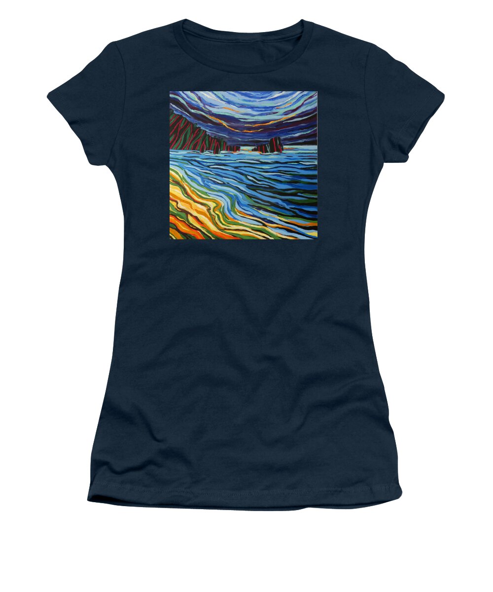 Bay Women's T-Shirt featuring the painting Roatan by Zofia Kijak