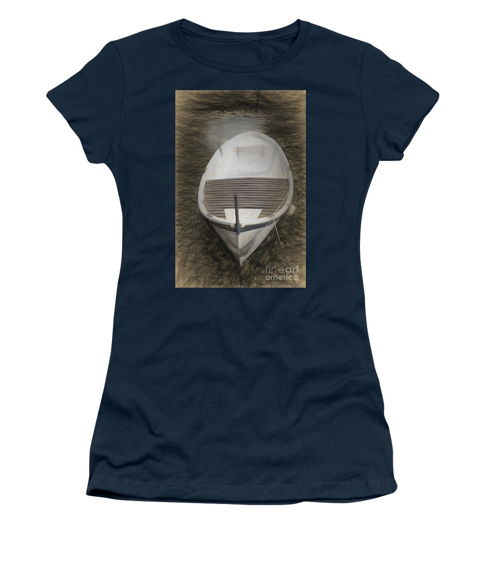 Rowing Women's T-Shirt featuring the photograph Rowing Boat in the port by Perry Van Munster