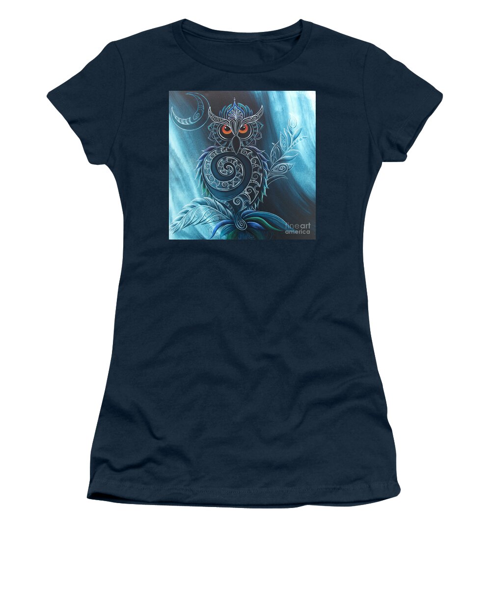 Owl Women's T-Shirt featuring the painting Ruru by Reina Cottier