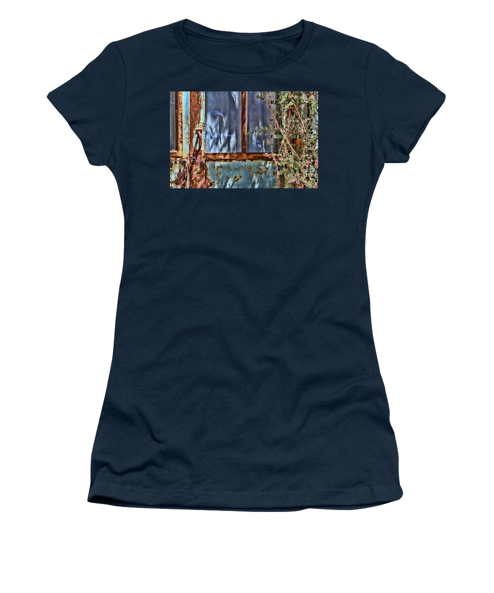 Door Women's T-Shirt featuring the photograph Rusty Charm By Diana Sainz by Diana Raquel Sainz