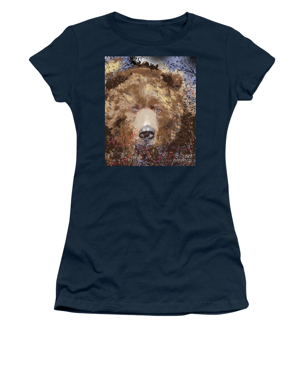 Brown Bear Women's T-Shirt featuring the digital art Sad Brown Bear by Kim Prowse