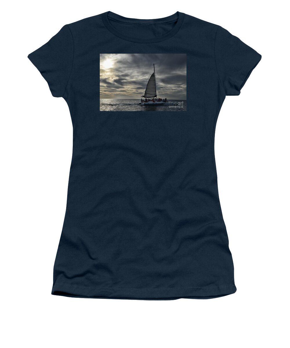 Punta Cana Women's T-Shirt featuring the photograph Sailing The Caribbean by Judy Wolinsky