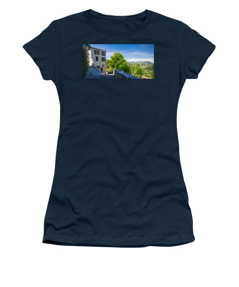 Alpes-maritimes Women's T-Shirt featuring the photograph Saint-Paul-de-Vence Panorama by Inge Johnsson