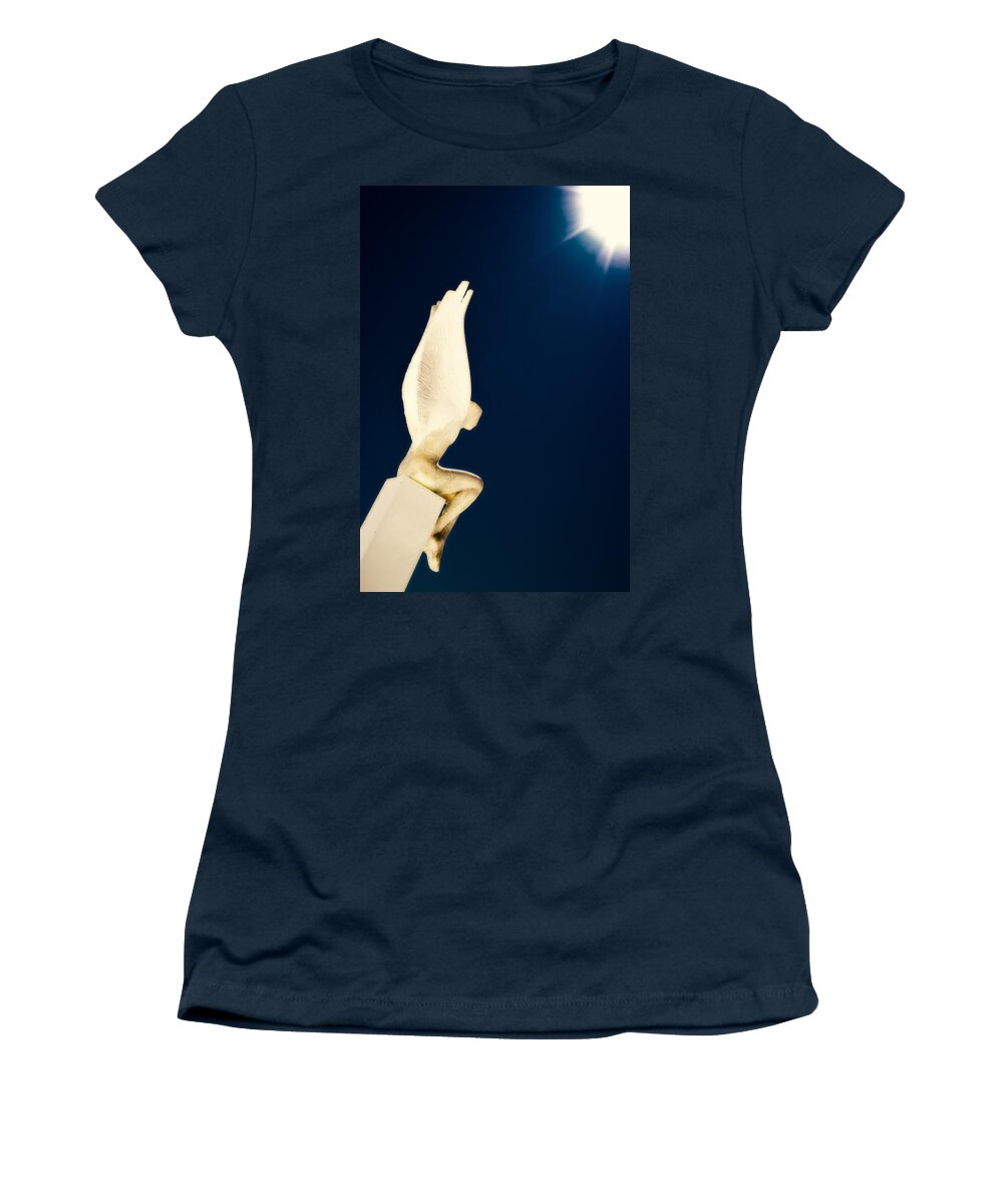 Statue Women's T-Shirt featuring the photograph Santorini Guardian by Meirion Matthias