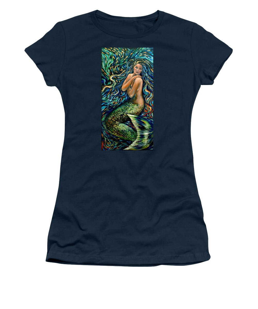 Mermaid Women's T-Shirt featuring the painting School of Minnows by Linda Olsen