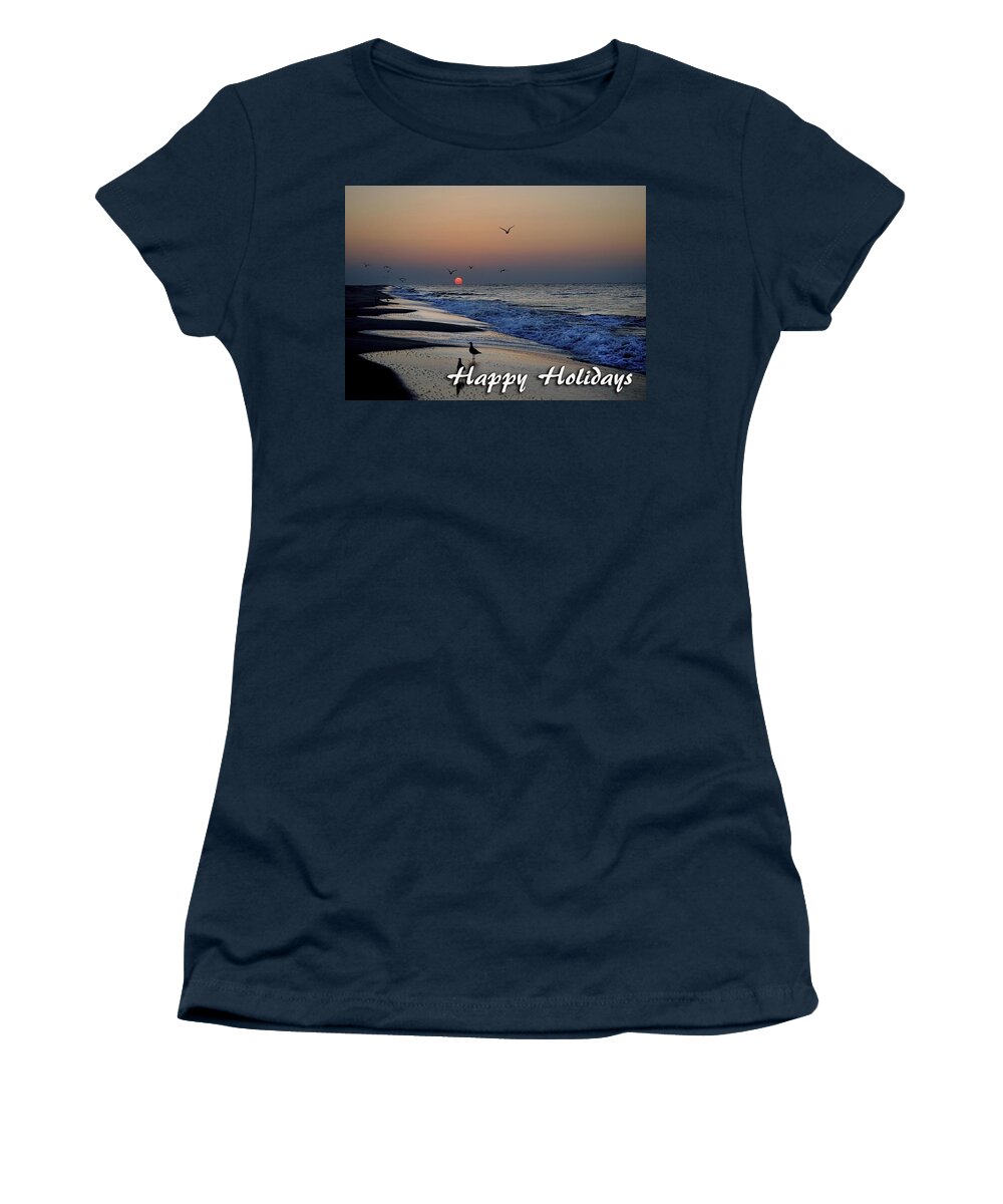 Christmas Women's T-Shirt featuring the digital art Seagull Sunrise by Michael Thomas