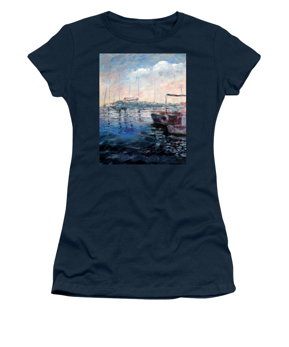 Seascape Women's T-Shirt featuring the painting Seascape series 1 by Uma Krishnamoorthy