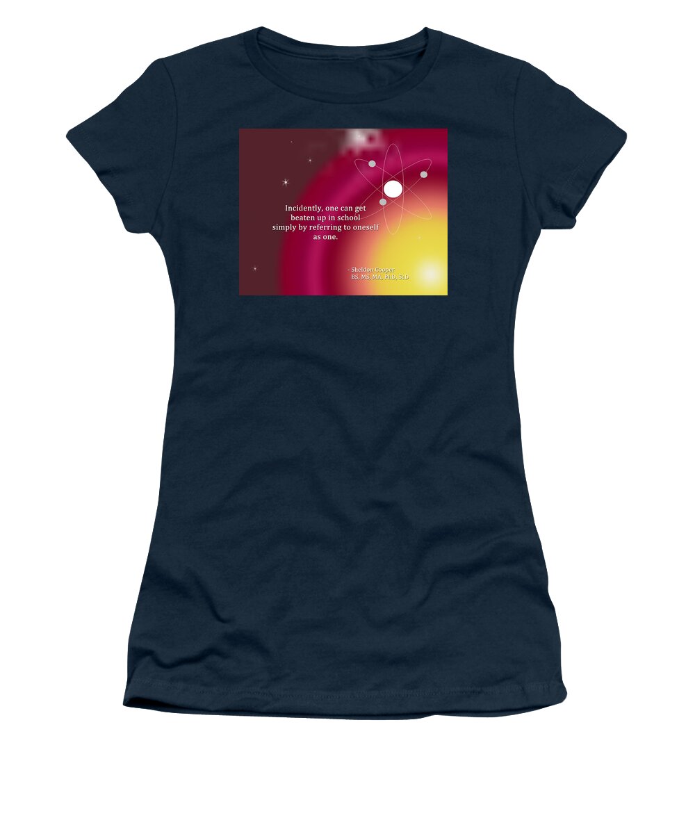 Featured Women's T-Shirt featuring the digital art Sheldon Cooper - Referring to Oneself as One by Paulette B Wright