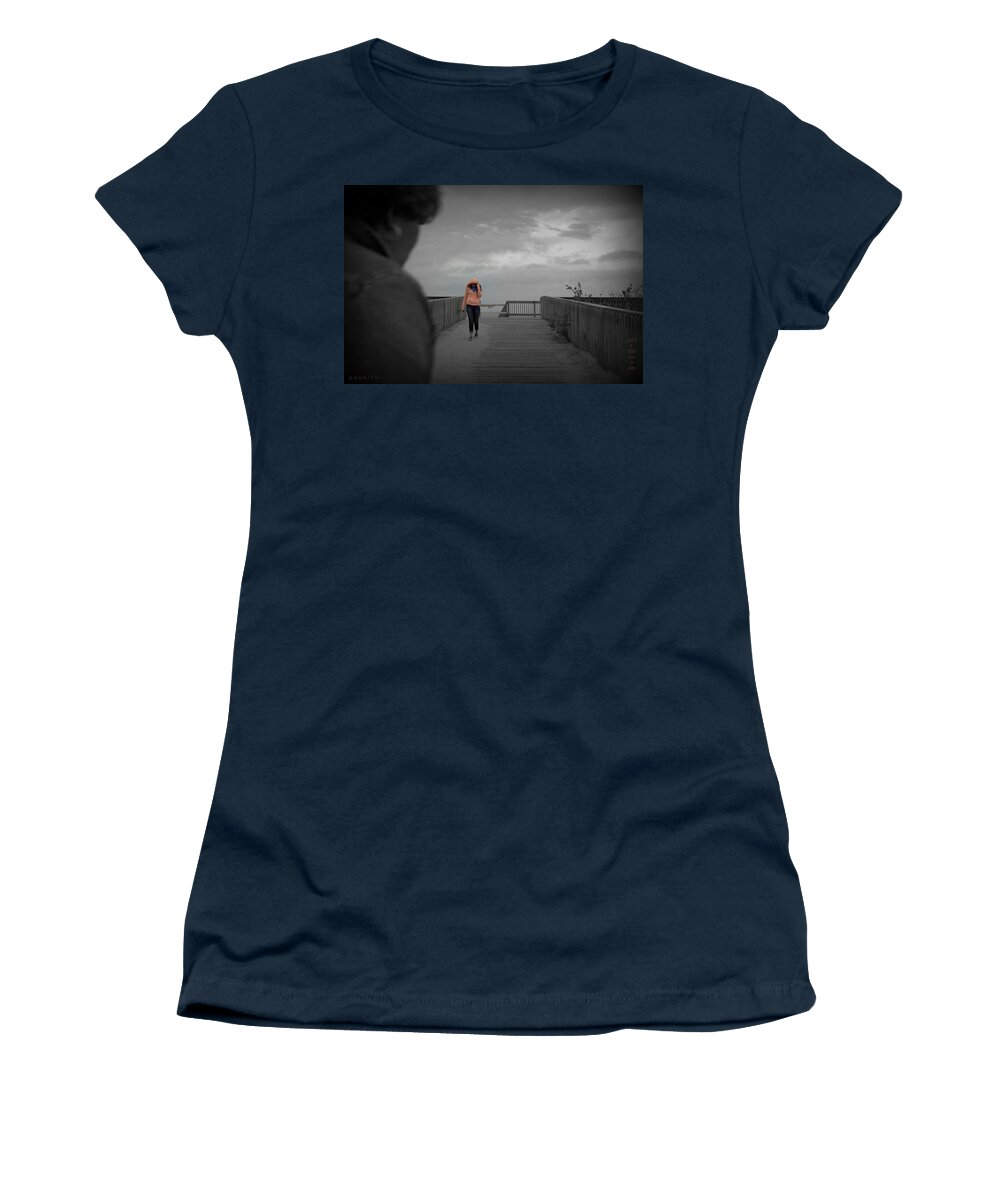 She's A Little Runaway Women's T-Shirt featuring the photograph She's A Little Runaway by Edward Smith