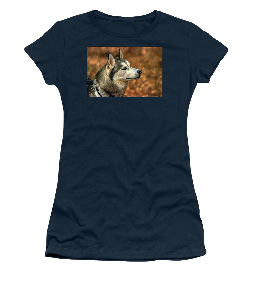 Siberian Husky Women's T-Shirt featuring the photograph Siberian Husky by Dennis Baswell
