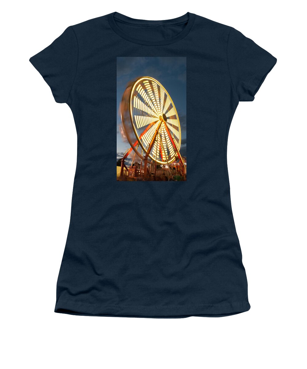 Kimberton Fair Women's T-Shirt featuring the photograph Slow down the Ferris Wheel by Michael Porchik