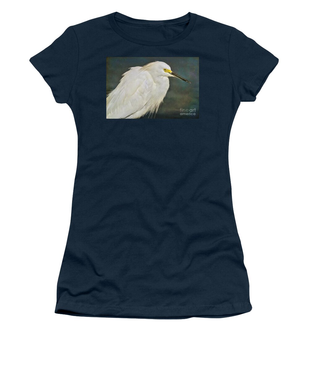 Snowy Egret Women's T-Shirt featuring the photograph Snowy Egret Portrait by Deborah Benoit