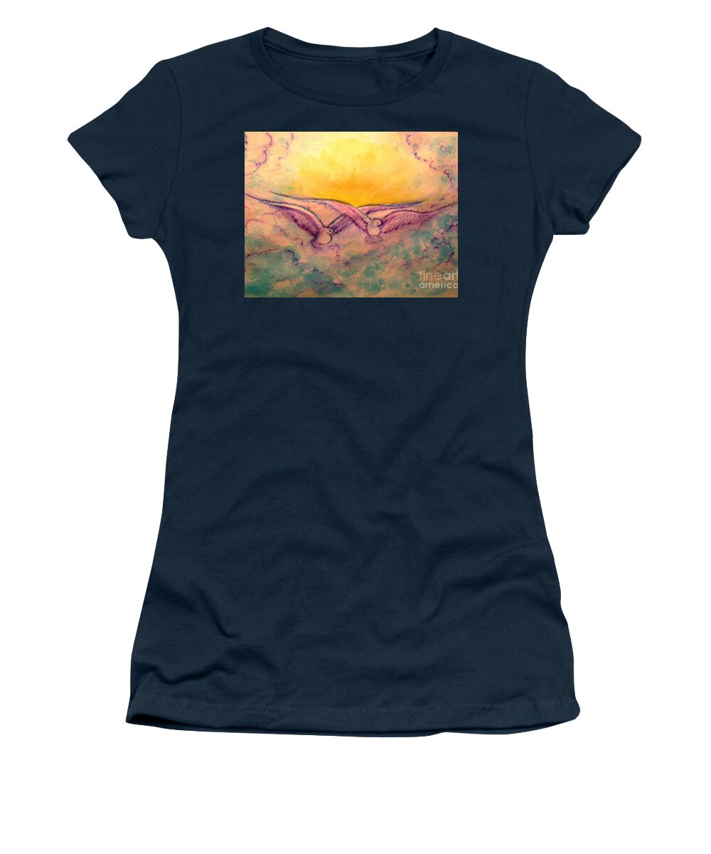 Birds Women's T-Shirt featuring the painting Soaring High Like Eagles 7 by Hazel Holland