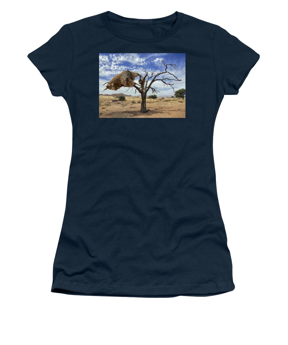 Nis Women's T-Shirt featuring the photograph Sociable Weaver Nest Namib Desert by Alexander Koenders