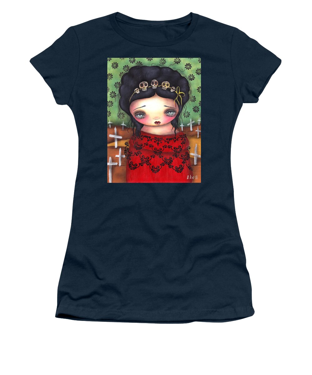 Frida Kahlo Women's T-Shirt featuring the painting Soledad by Abril Andrade