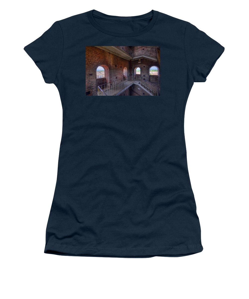 Tower Of Guinigis Women's T-Shirt featuring the photograph Stairs and Windows by Matt Swinden
