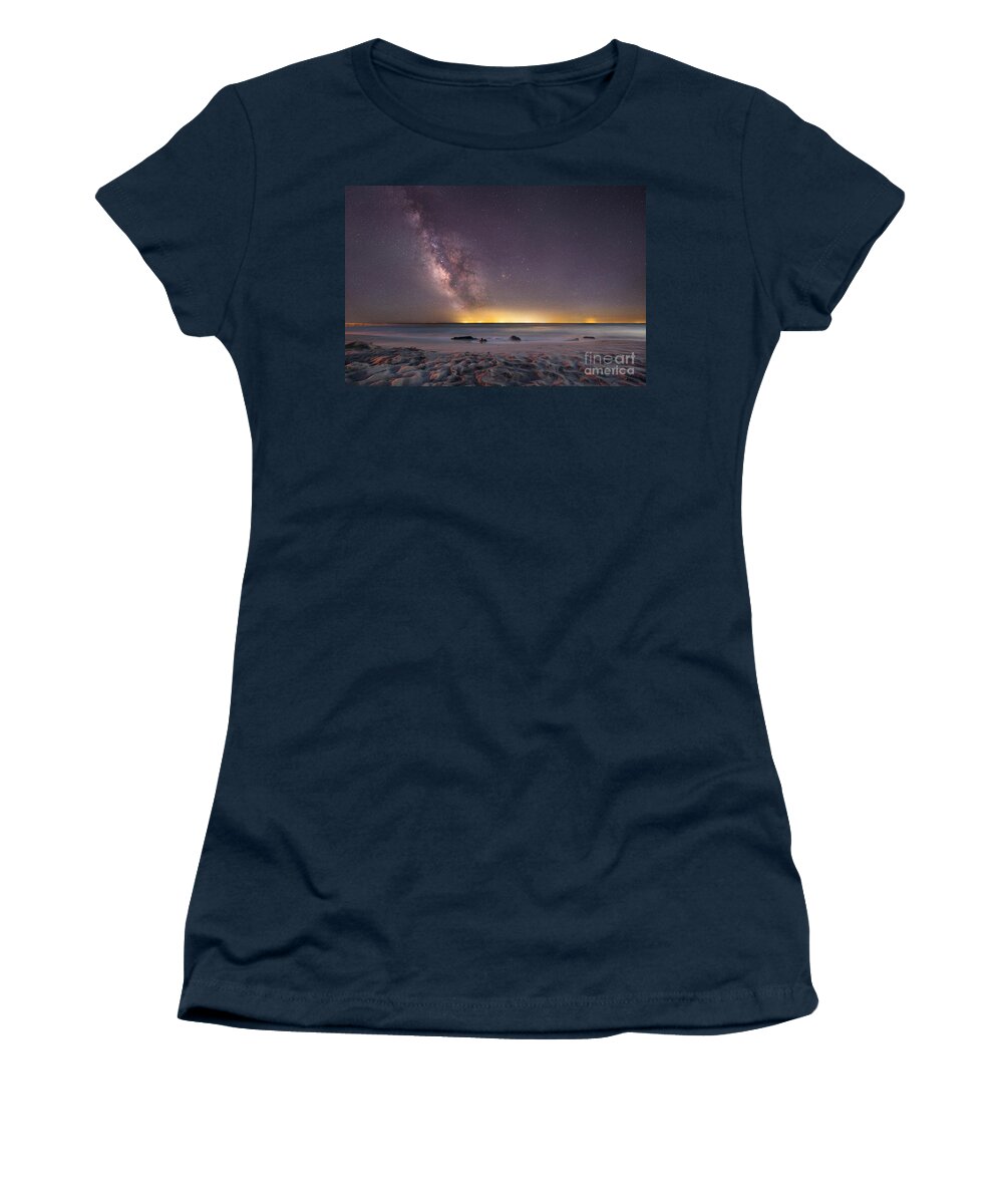 Milkyway Mike Women's T-Shirt featuring the photograph Stargazing On The Beach by Michael Ver Sprill