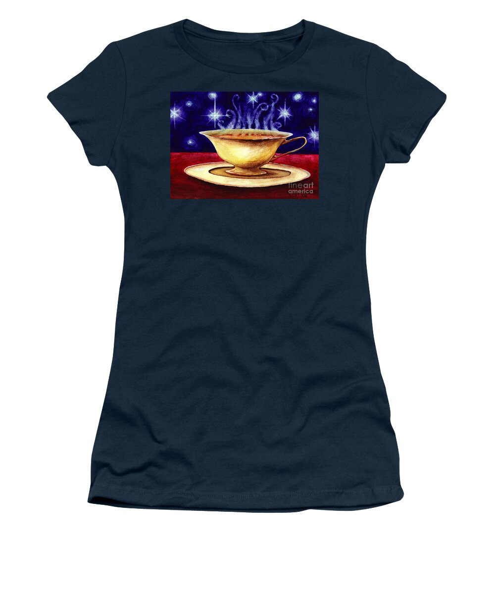 Teacup Women's T-Shirt featuring the painting Starry Night Tea Service by Michelle Bien