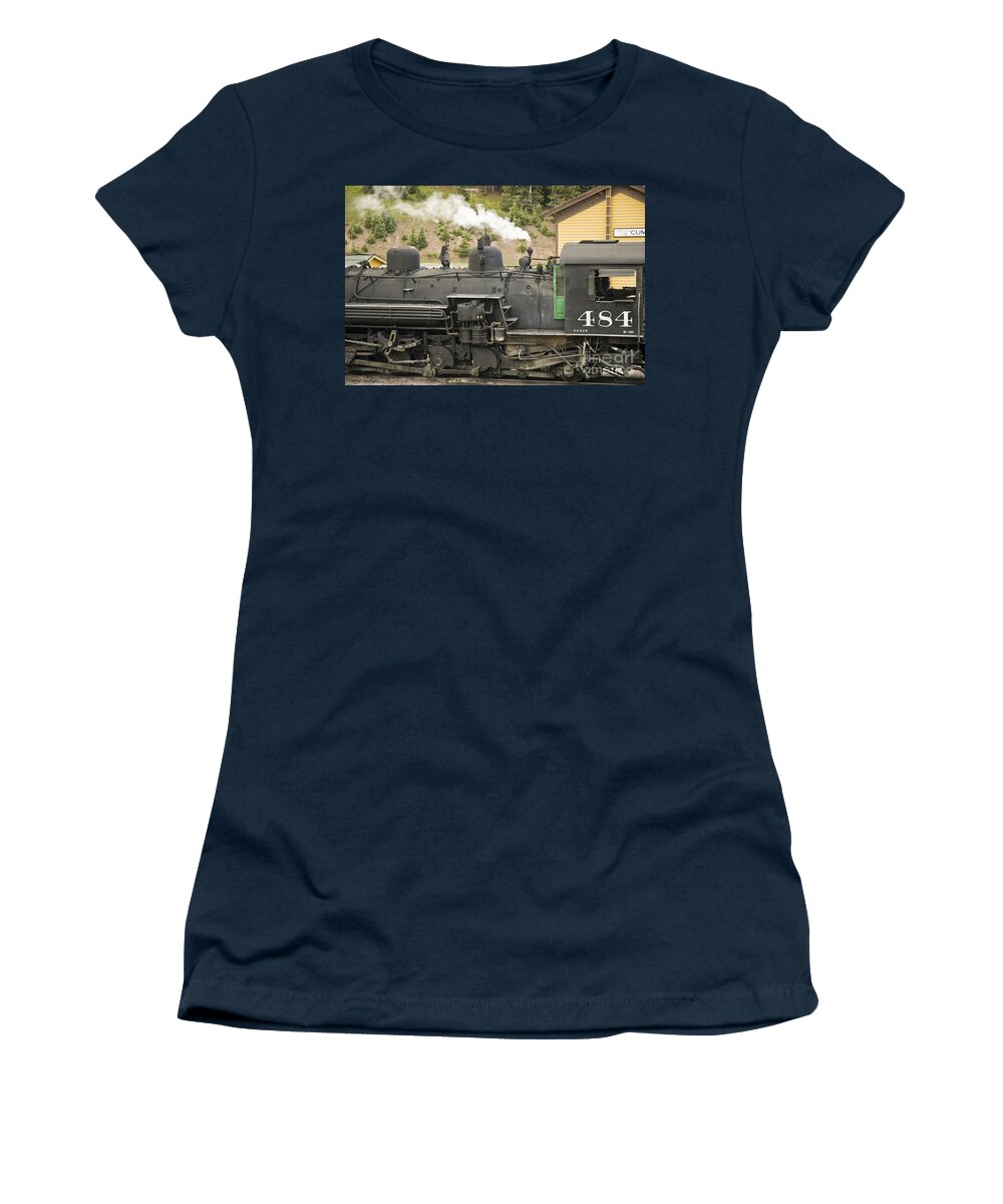 Drgw Women's T-Shirt featuring the photograph Steam Engine At Cumbres Pass by Tim Mulina