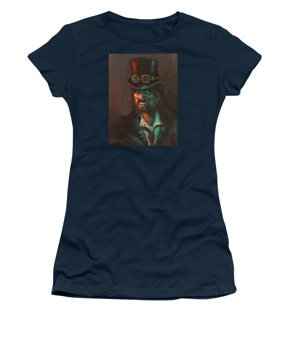  Cyberpunk Women's T-Shirt featuring the painting Steampunk Vampire by Tom Shropshire