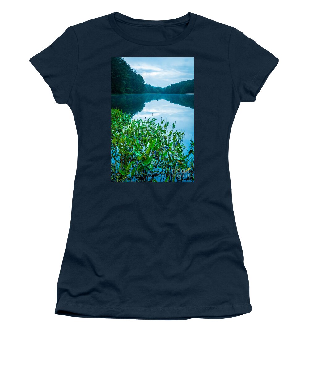 Family Pontederiaceae (pickerelweed Family) Women's T-Shirt featuring the photograph Stillness on Schreeder Pond by JG Coleman