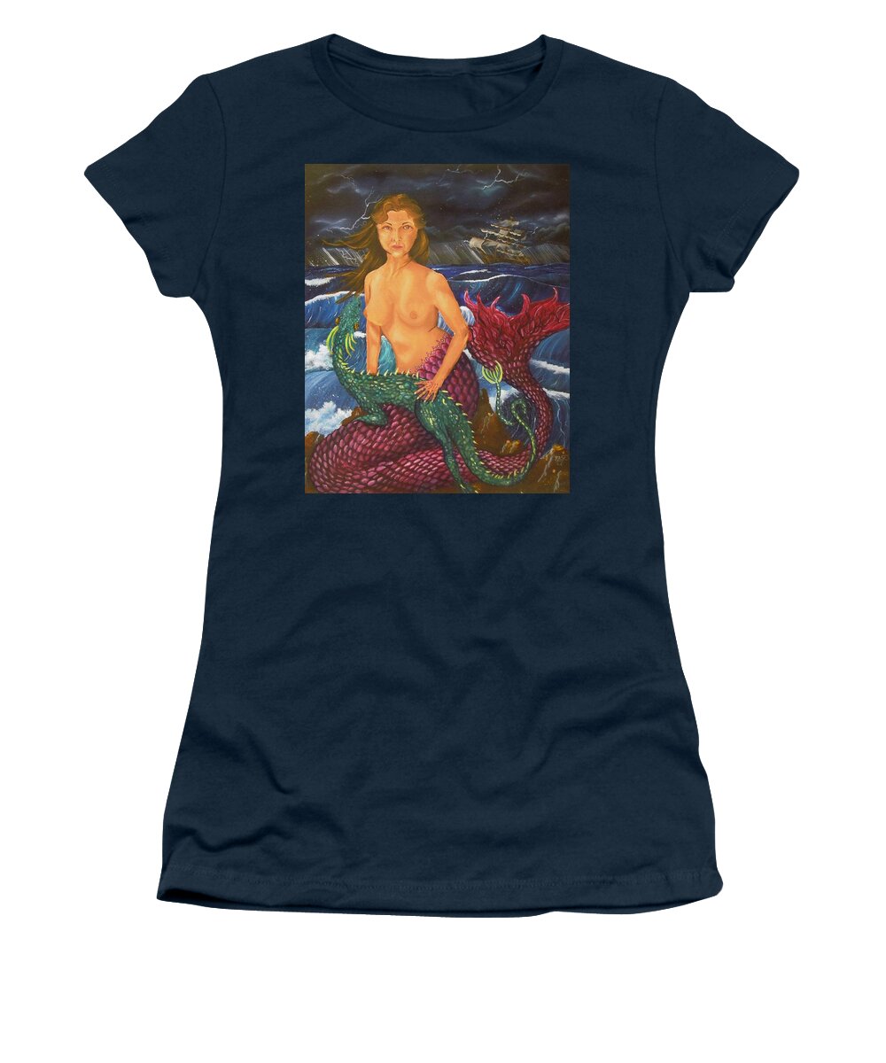 Mermaid Women's T-Shirt featuring the painting Storm and Peace by Nicole Angell