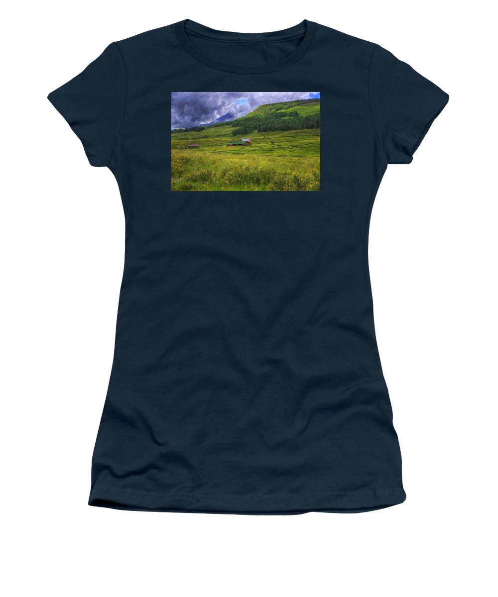 Ranch Women's T-Shirt featuring the photograph Storm Over Lizard Head Wilderness by Priscilla Burgers