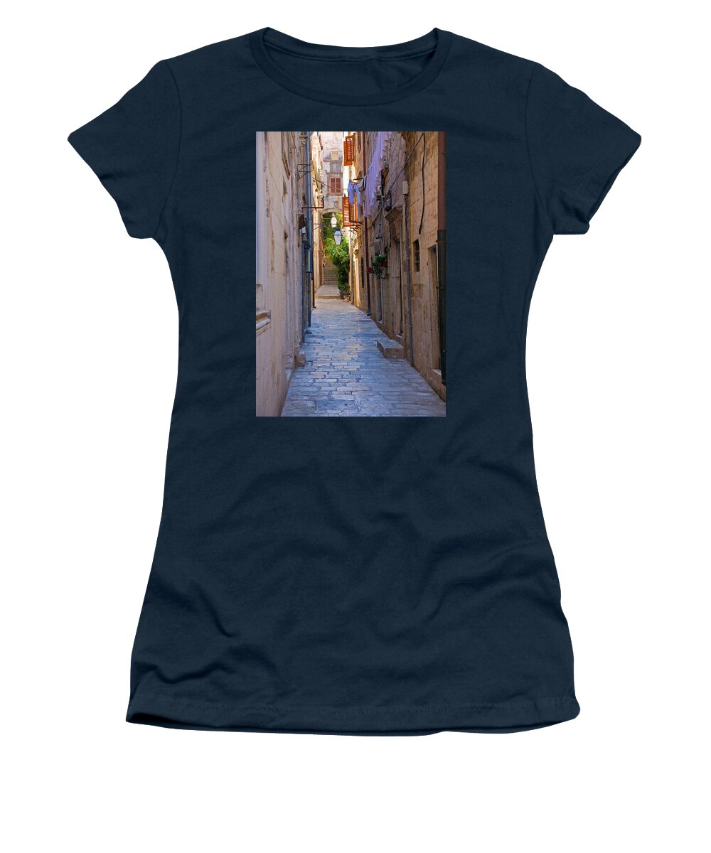 Narrow Women's T-Shirt featuring the photograph Street in Dubrovnik by Alexey Stiop