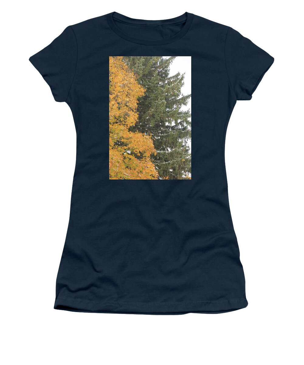 Christmas Tree Women's T-Shirt featuring the photograph Sugar Maple and Evergreen by Valerie Collins