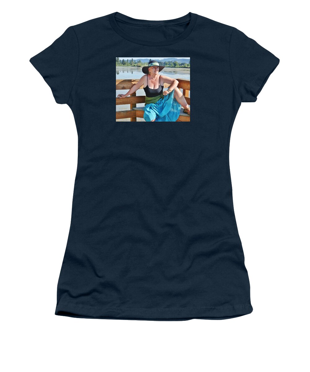 Portrait Women's T-Shirt featuring the photograph Sunday Lakeside by VLee Watson