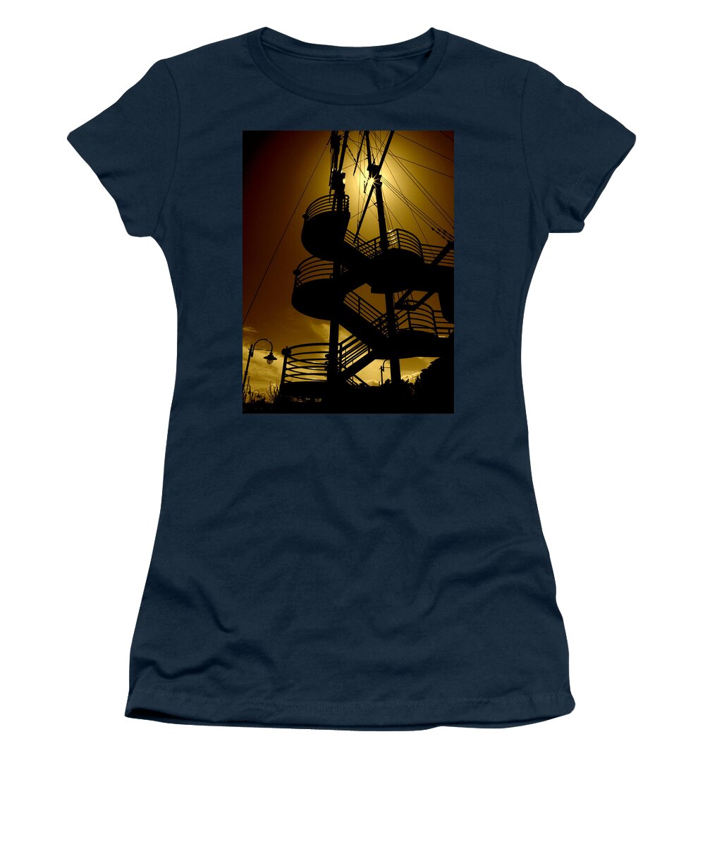 Sunlit Mast Women's T-Shirt featuring the photograph Sunlit Mast by Micki Findlay