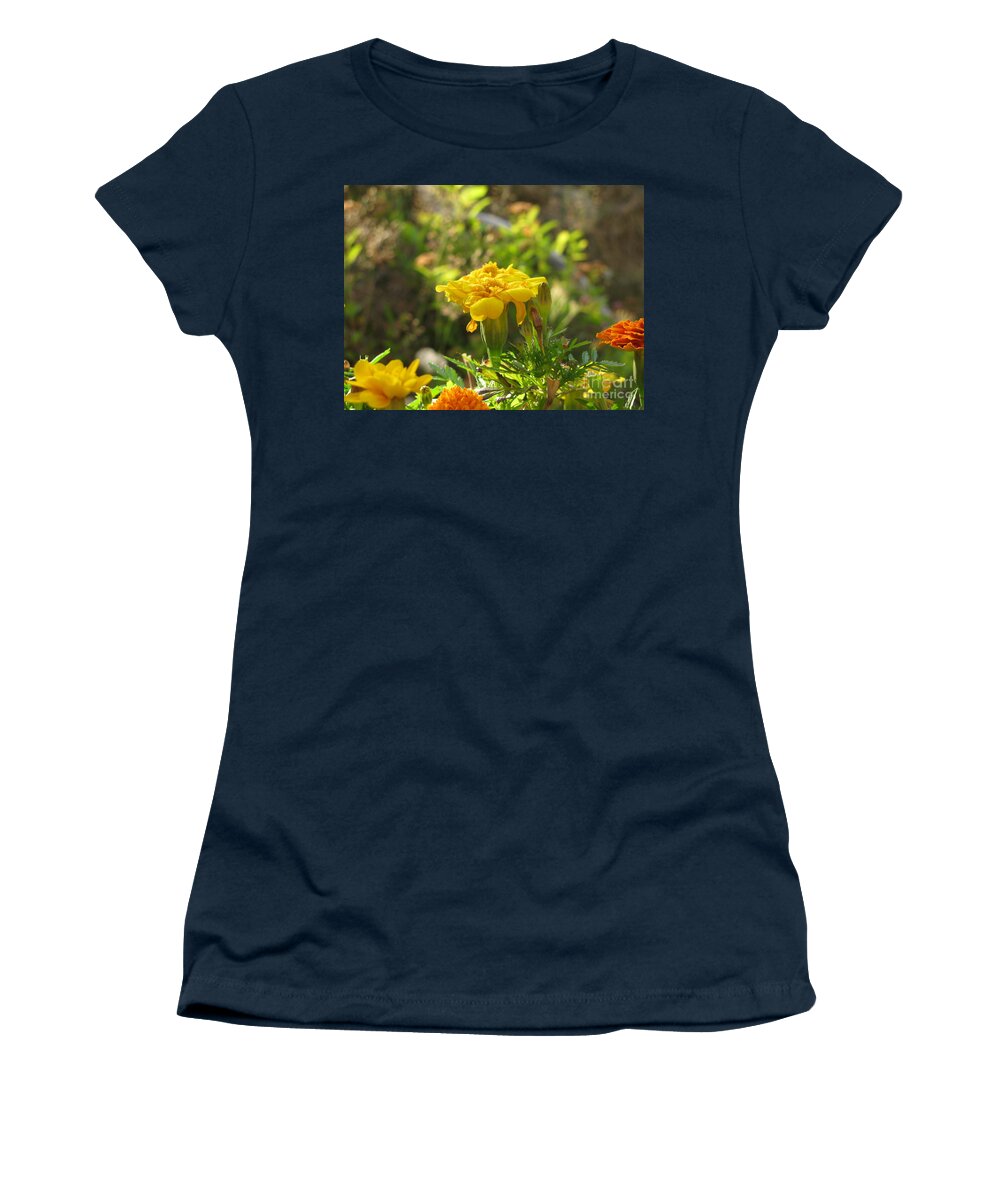 Marigold Women's T-Shirt featuring the photograph Sunny Marigold by Leone Lund